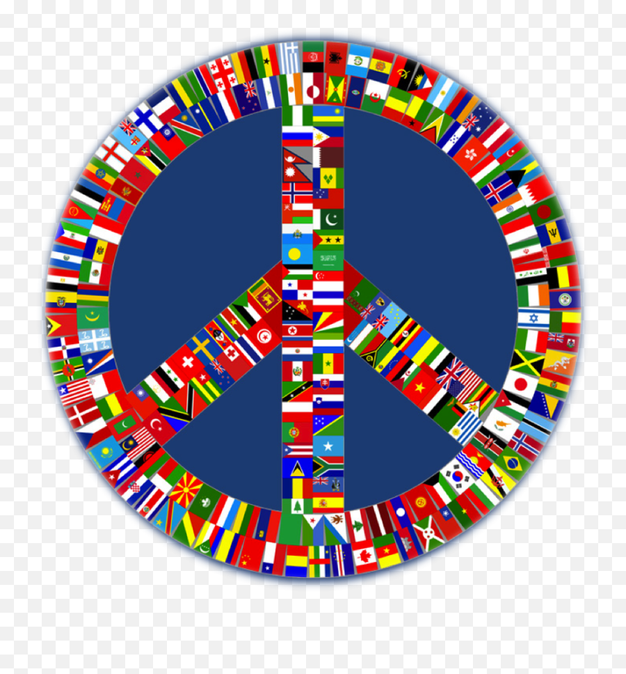 Worldpeace - Peace Sign With Flags Transparent Cartoon Transparent World Peace Sign Png,Peace Transparent