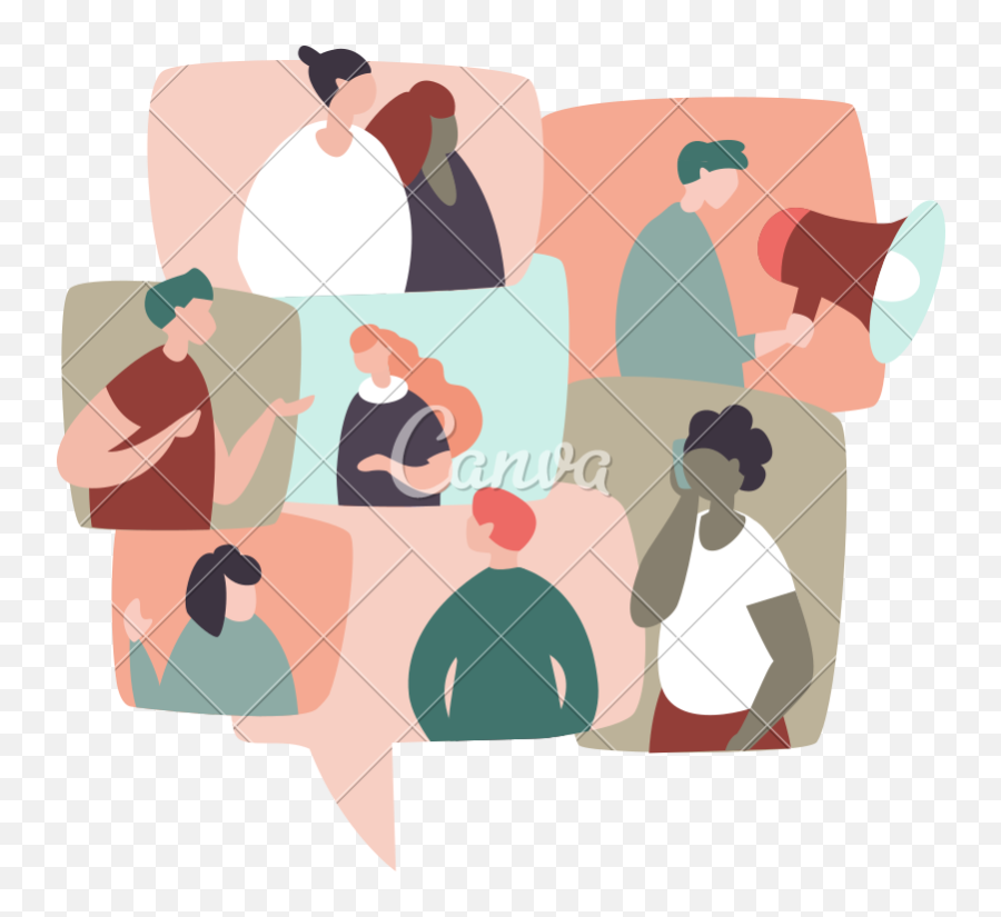 Vector Illustration Of Different People In Talking Bubbles - Illustration Png,People Talking Png