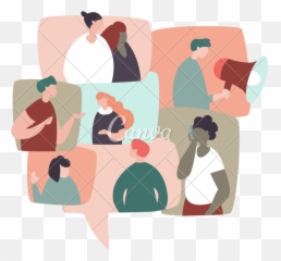 Vector Illustration Of Different People In Talking Bubbles - Illustration Png,People Talking Png
