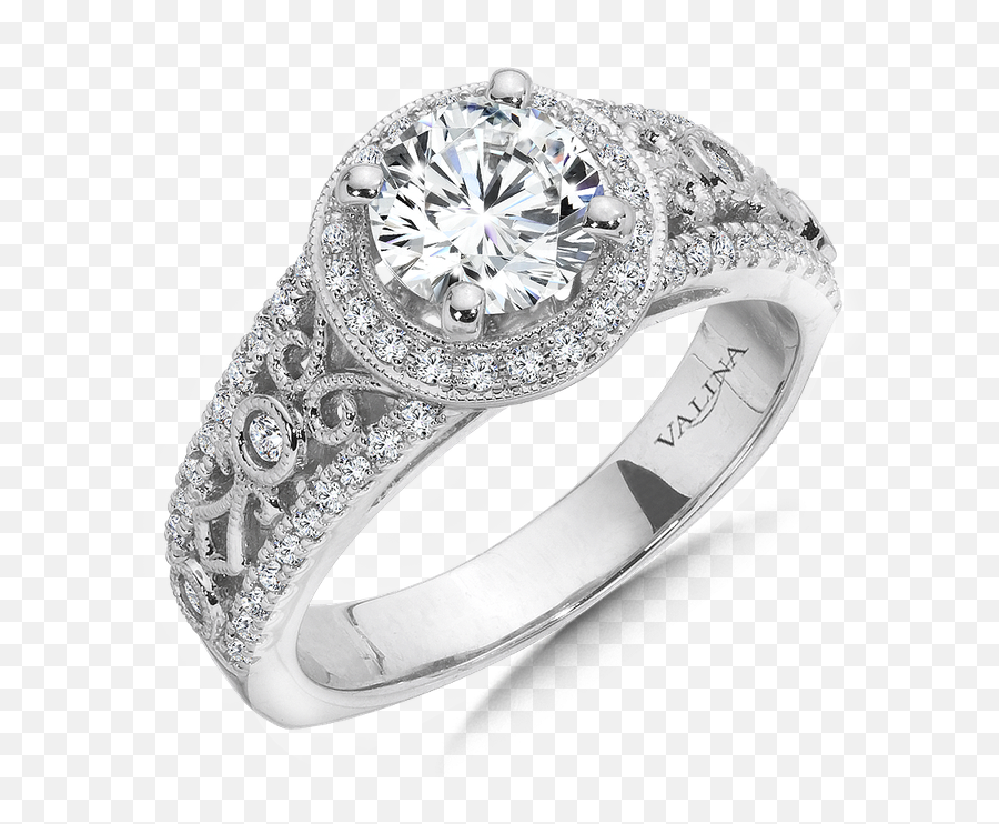 Halo Engagement Ring Mounting In 14k White Gold 37 Ct Tw - Engagement Ring Png,Halo Ring Png