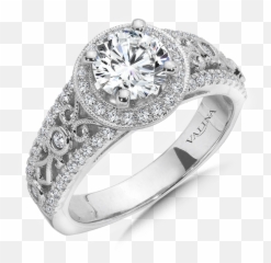 Halo Engagement Ring Mounting In 14k White Gold 37 Ct Tw - Engagement Ring Png,Halo Ring Png