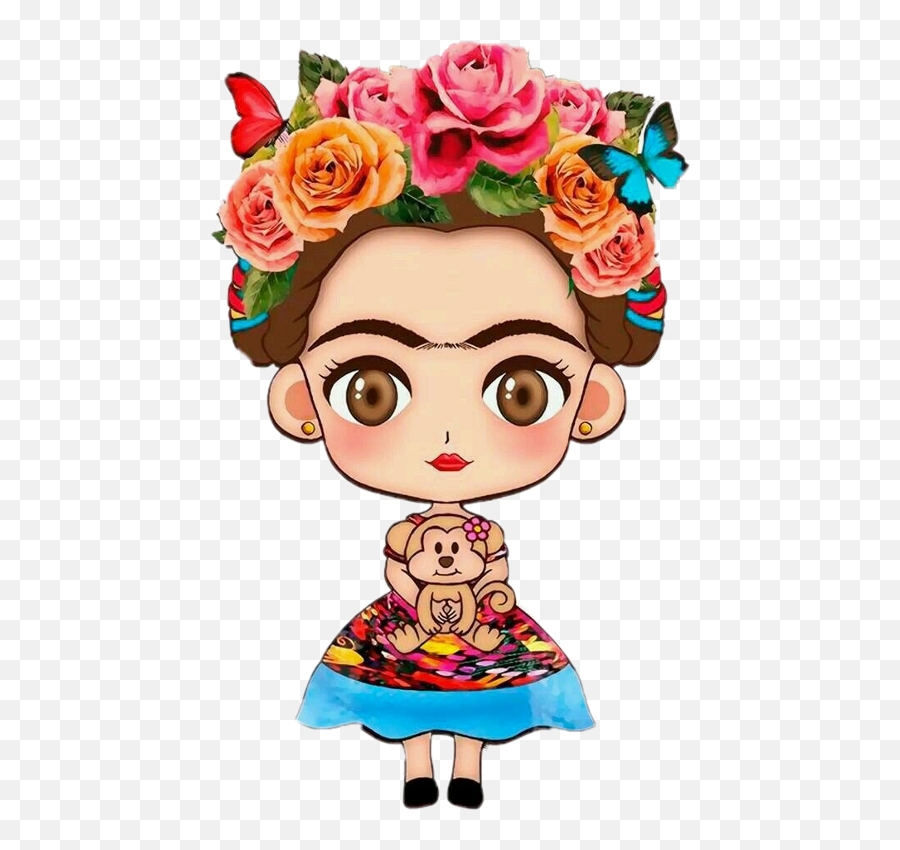 Download Frida Kahlo Inspired Wallet Clutch Coin Purse - Frida Kahlo Cartoon Png,Mexican Png