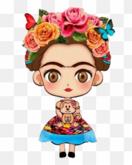 Download Frida Kahlo Inspired Wallet Clutch Coin Purse - Frida Kahlo Cartoon Png,Mexican Png