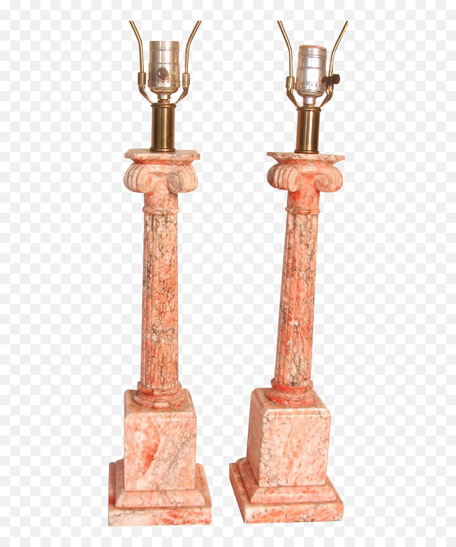 Download Pair Marble Corinthian Column Table Lamps Salmon - Column Png,Greek Column Png