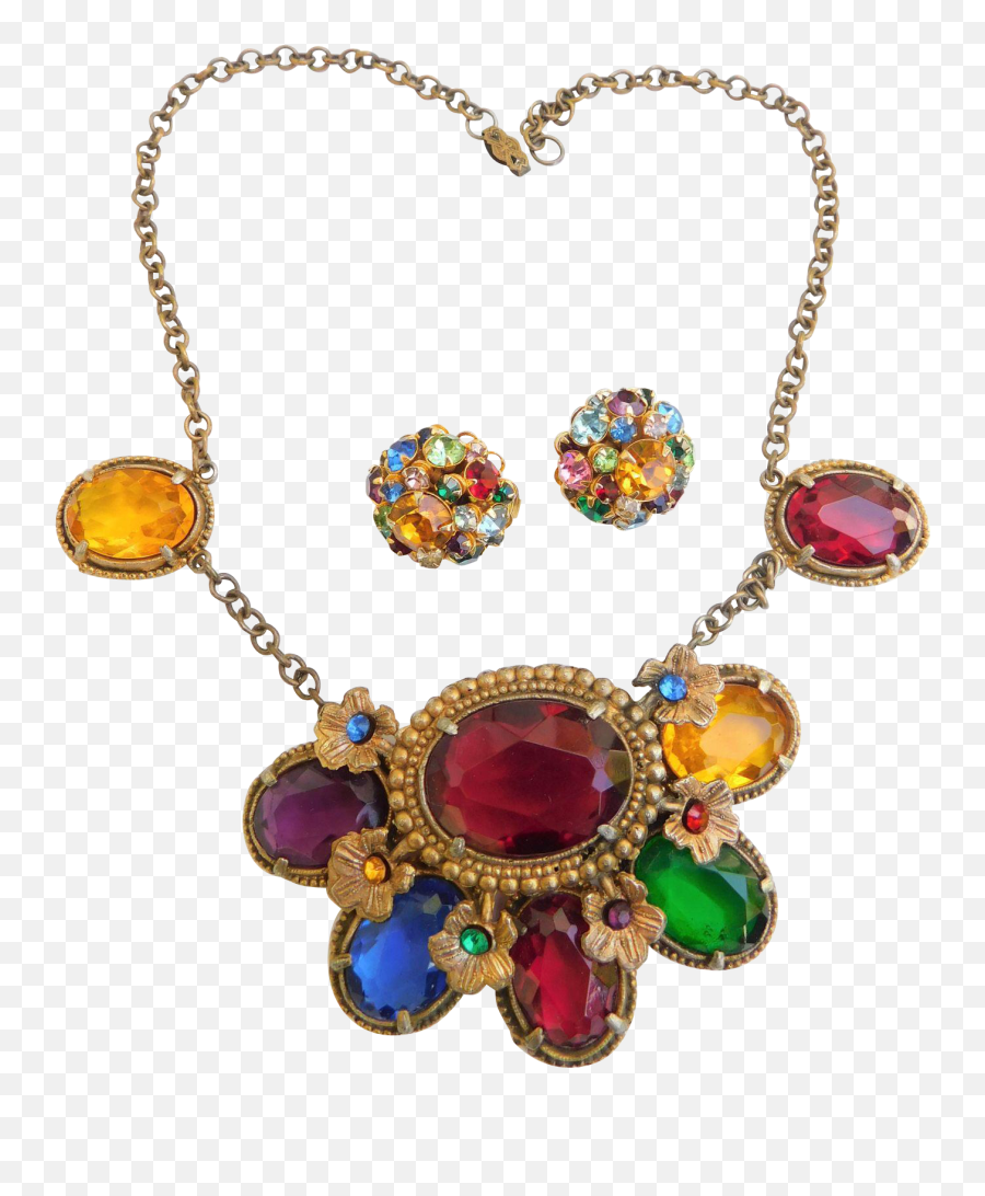 Fabulous Art Deco Moghul Royal Jewels Chunky Necklace - Necklace Png,Jewels Png