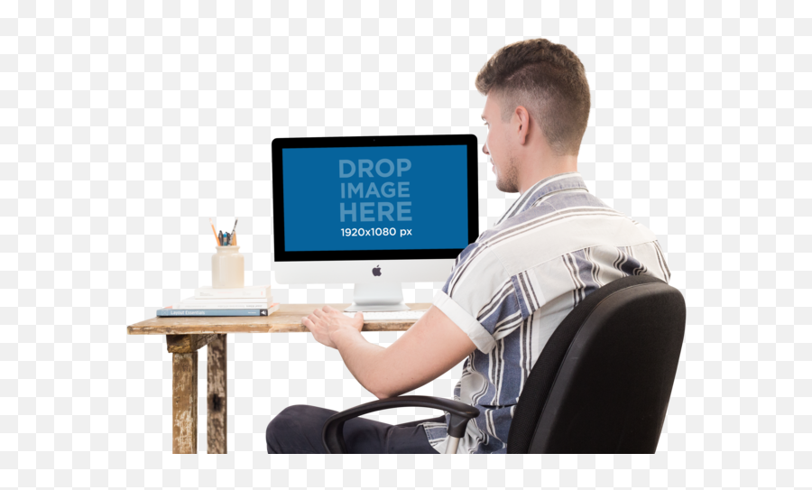 Png Imac Mockup Of A Man Typing - Typing In Computer Images Png,Typing Png