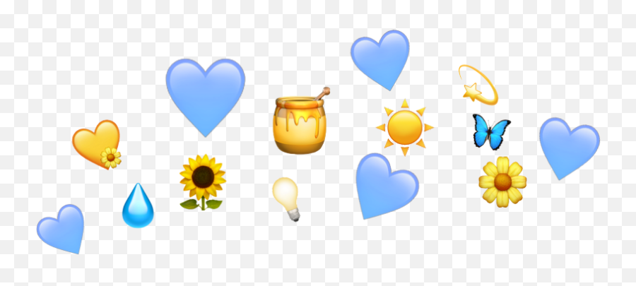 Blue Crown Png - Crown Emoji Blue Yellow Heart Transparent Yellow Heart Crown Png,Blue Heart Png