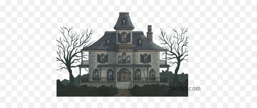 Haunted House Without Sky Spooky - Mansion Png,Spooky Ghost Png