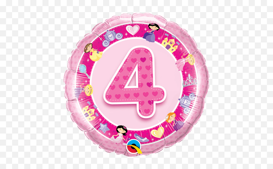 18 Age 4 Pink Princess Mylar Balloon Bargain Balloons - Princess Happy Birthday 4th Png,Pink Balloon Png