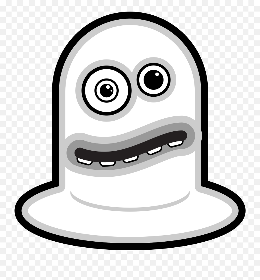 Cartoon Monster With Curved Mouth Black And White Clip Art - Gambar Kartun Alien Lucu Png,Monster Mouth Png