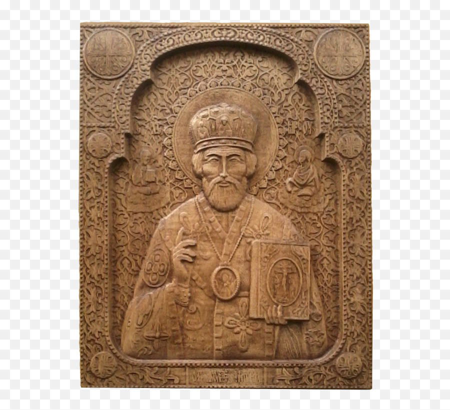 Icon - Saint Nicholas The Miracle Worker Walnut Color Chopni Png,Icon Sculpting