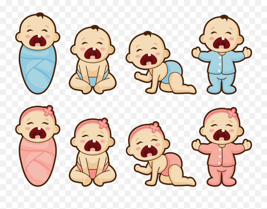 Crying Baby Cartoon Vector - Crying Twins Clip Art Png,Crying Baby Png