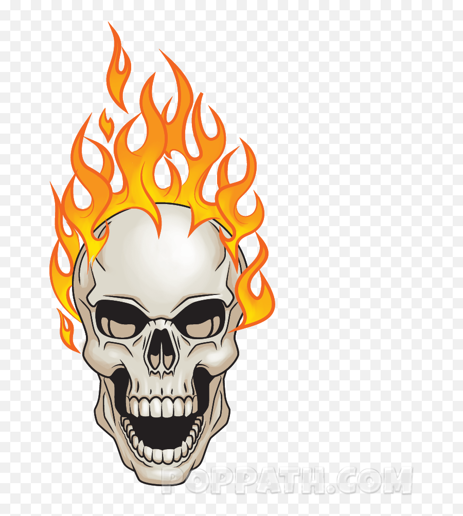 How To Draw A Flaming Skull U2013 Pop Path - Transparent Burning Skull Png,Transparent Skulls
