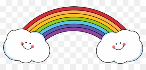 Rainbow And Smiling Clouds From My - Drawing Easy png