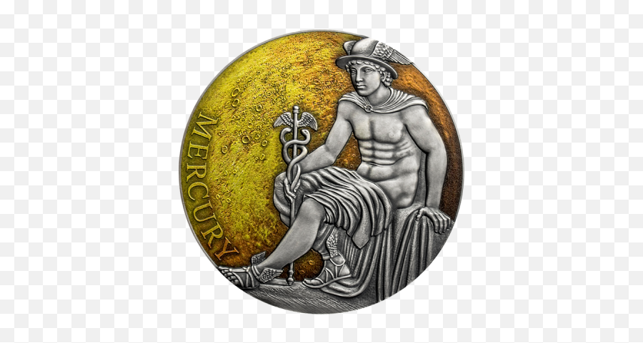 Mercury Planets And Gods 3 Oz Antique Finish Silver Coin - Coin Png,Silver Coin Png