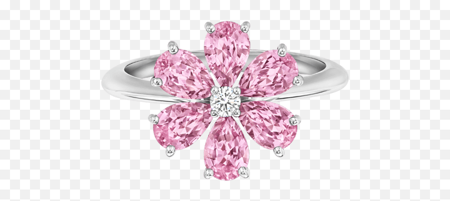 Pink Sapphire And Diamond Ring - Pink Flower Diamond Ring Png,Pink Diamond Png