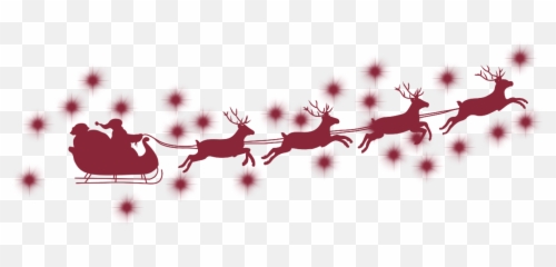 Red Reindeer Santa Sleigh Christmas Sticker By Taetae - Santa Sleigh Silhouette png