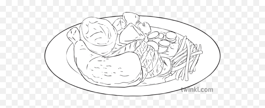 Roast Chicken Dinner Meal Lunch Lunchtime Inclusion Ks2 - Lunchtime Black And White Png,Chicken Dinner Png