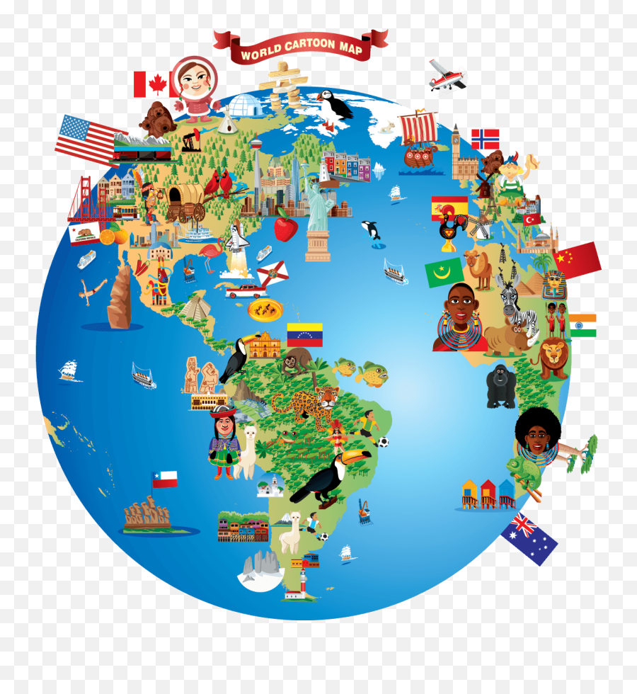 Cartoon Map Of World - Map Of The World Clipart Map Of The World Clipart Png,World Clipart Transparent