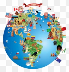 Cartoon Map Of World - The Clipart png