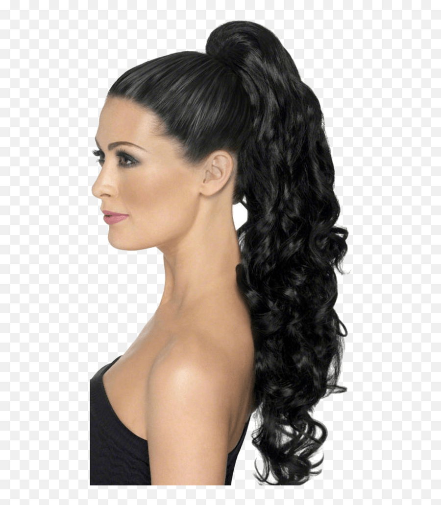 Clip - On Ponytail Curly Black Peinado Cola De Caballo Con Chinos Png,Ponytail Png