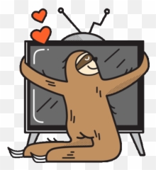 Sloth Hugging Tv With Hearts Gif - LethargicBliss LoveTv Discover u0026 Share GIFs Fiction png