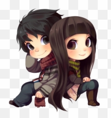 Chibi Clipart Kylie Jenner - Gambar Anime Couple Chibi Whatsapp Dp Cartoon Couple Png,Kylie Jenner Transparent