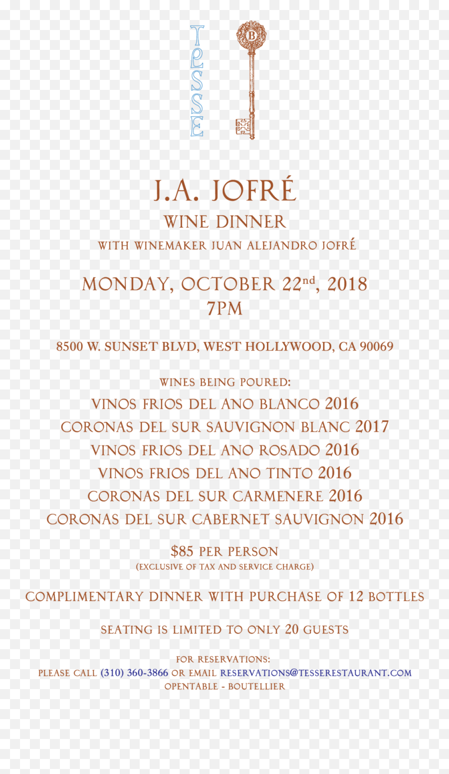 Ja Jofré Wine Dinner U2014 Tesse - Document Png,Coronas Png