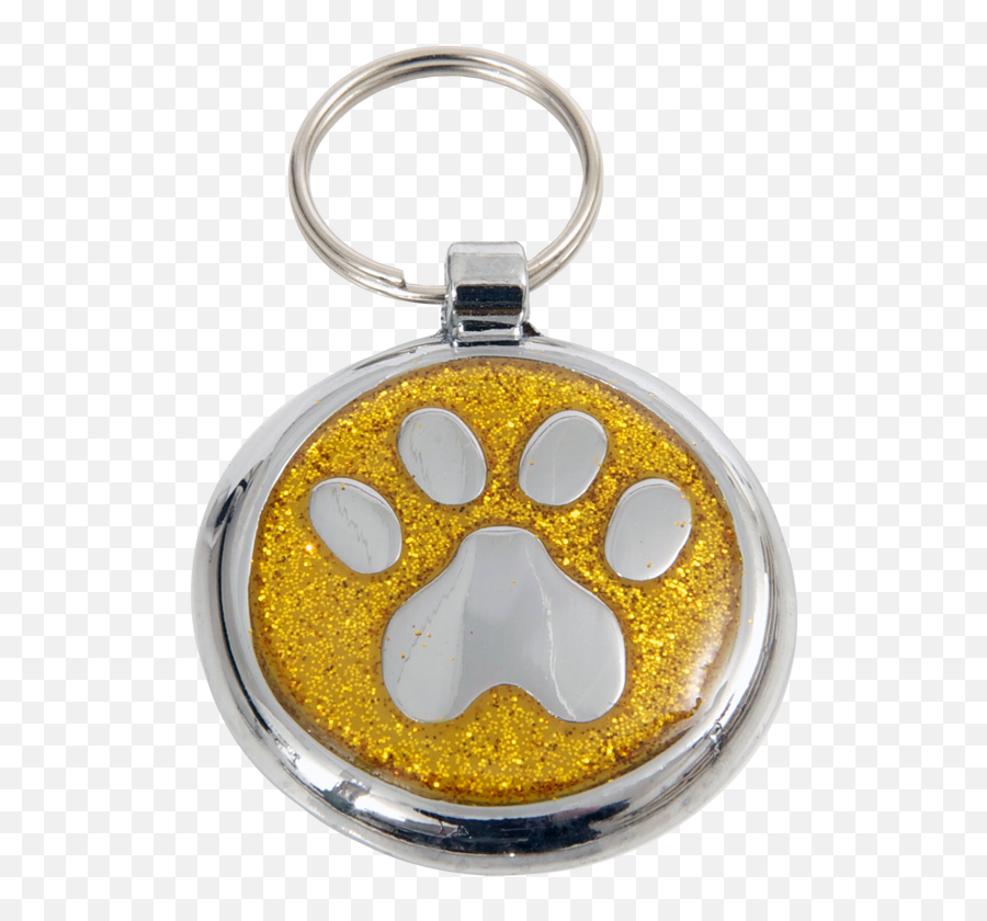 Yellow Gold Paw Print Designer Dog Tag - Keychain Png,Dog Tags Png