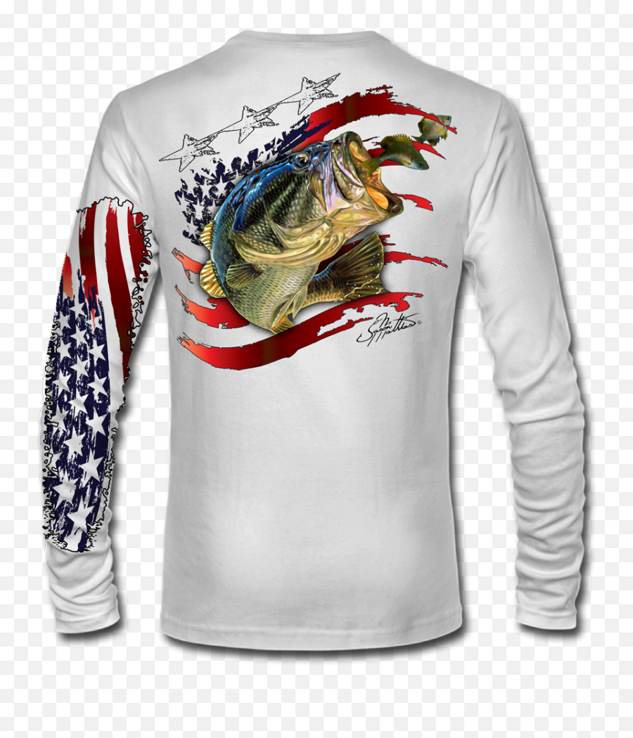 Ls High Performance Tee Shirt American Flag Bass - Fishing Shirt Design Png,Bass Png