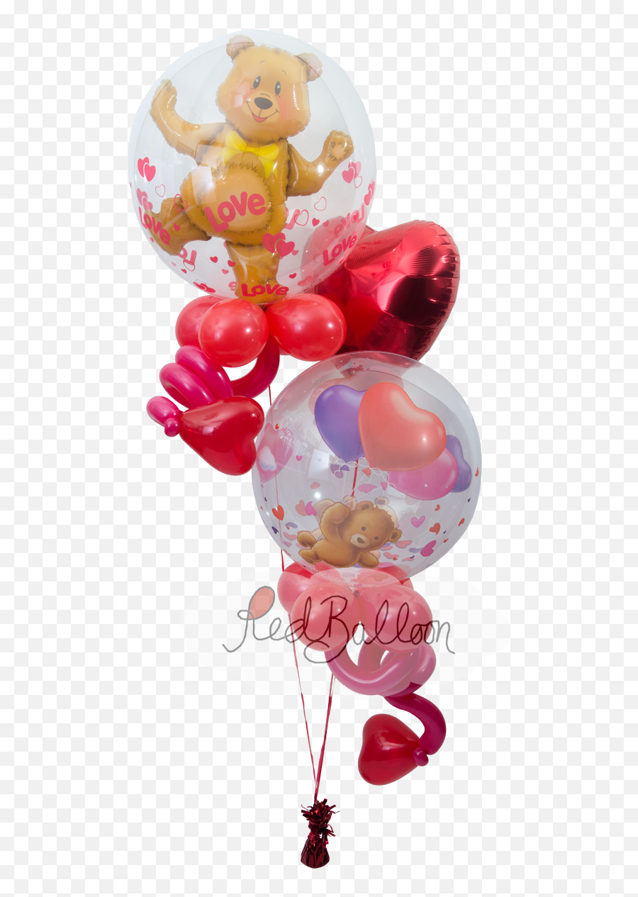 Teddy Bear Love Valentines Day Balloons - Transparent Love Teddy Bear Png,Red Balloons Png