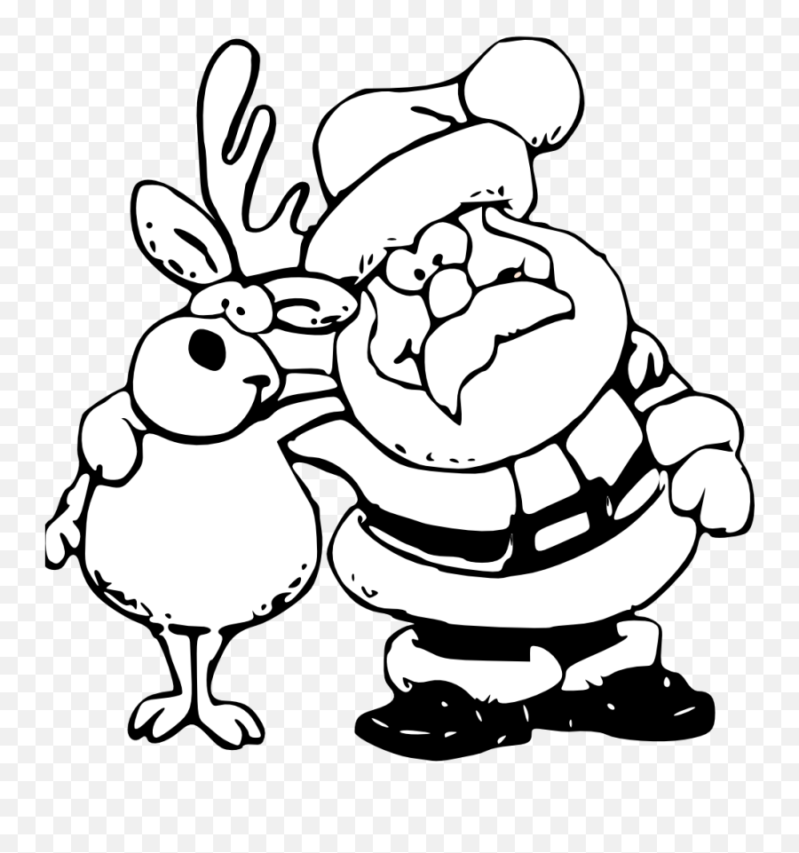Reindeer Clipart Black And White Santa - Png Santa And Reindeer Black And White,Santa And Reindeer Png