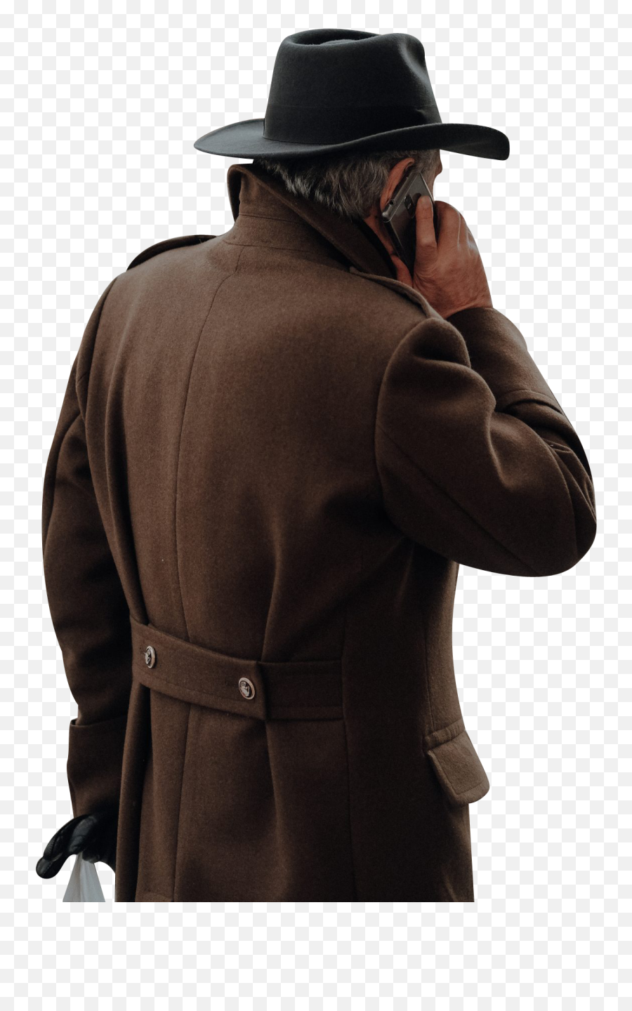 Brown Jacket Transparent Background Png - Man With Overcoat Hat,Coat Png