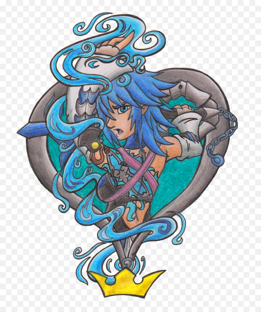 Kingdom Hearts Aqua Png - Color Ink Aqua Tattoo Design,Tattoo Sleeve Png