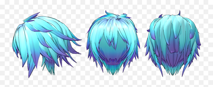 Hairstyle Blue Hair Model - Anime Hair Male Back Png,Anime Hair Transparent  - free transparent png images 
