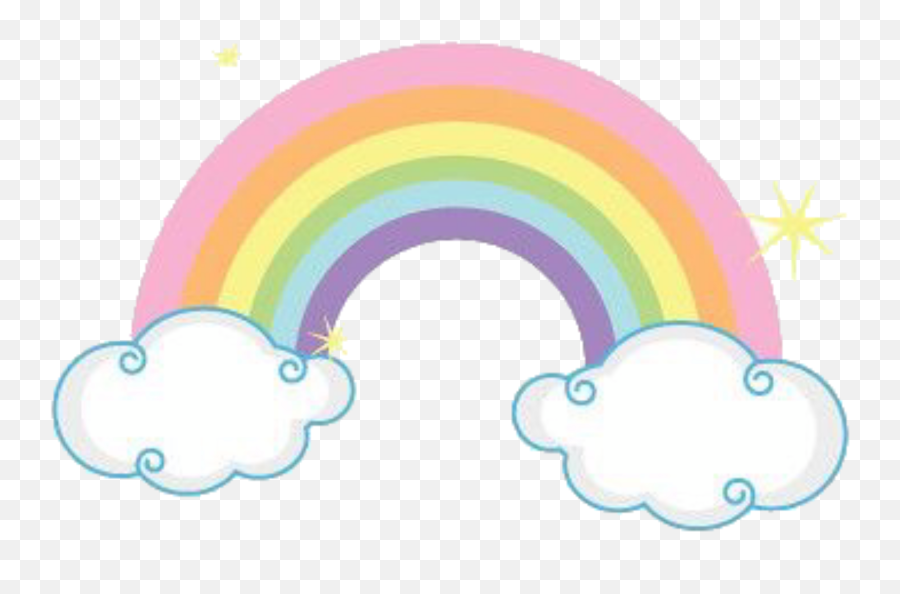 Tinymojis Cute Rainbow Clouds Soft Sticker By Goopie - Girly Png,Rainbow Cloud Png