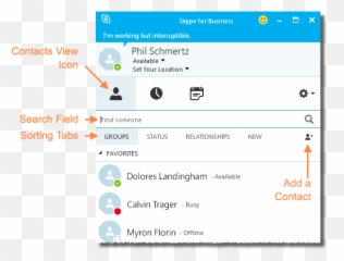 Contacts View Skype For Business Windows Itcornell - Technology Applications png