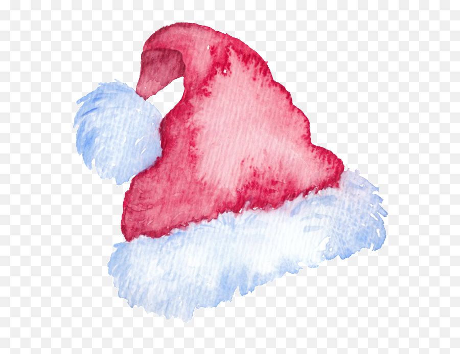 Red Christmas Hat Hand Painted Transparent - Hat Christmas Pink Png,Christmas Hat Transparent