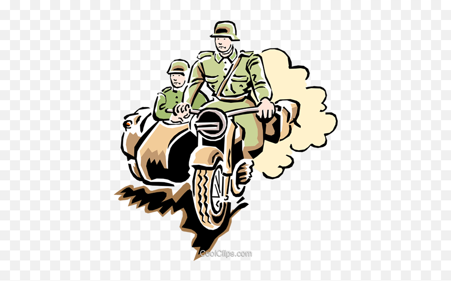 Motorcycle In War Royalty Free Vector Clip Art Illustration - German Soldiers Clipart Png,Motorcycle Clipart Png