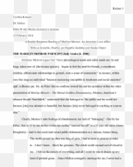 Doc A Reader - Response Reading of Marilyn Monroe An Document png