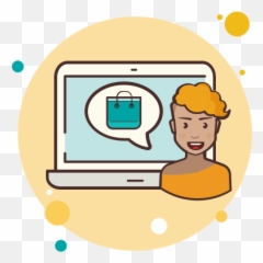 Laptop Shopping Bag Icon In Circle Bubbles Style - Icon Png,Icon Bags Laptop