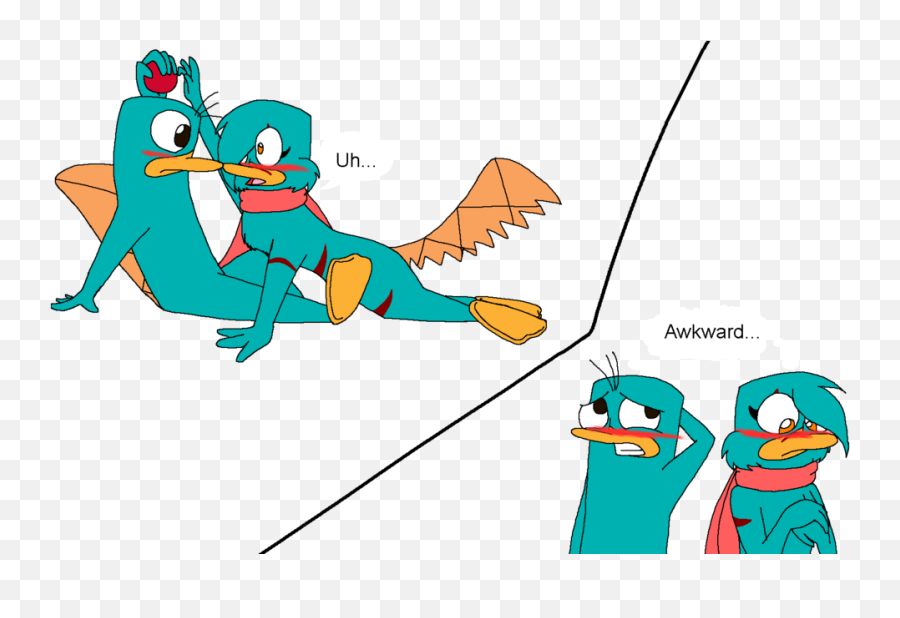 Perry And Taylor Awkward Moment By Grovylefangirl1997 - Perry The Platypus X Oc Png,Platypus Png