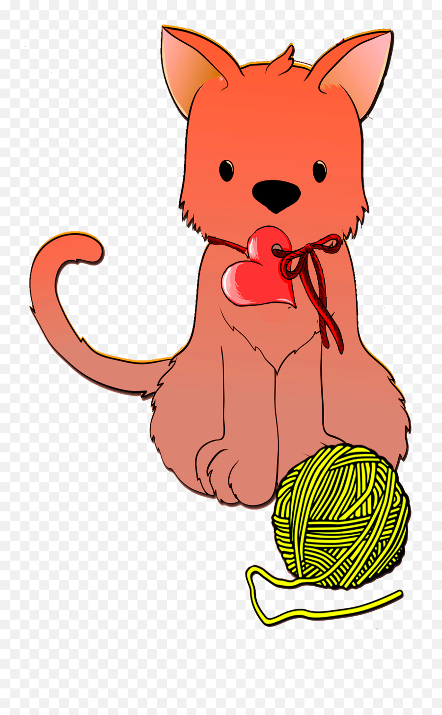 Cat With A Ball Of Yarn Clipart Free Download Creazilla - Cartoon Png,Yarn Ball Png