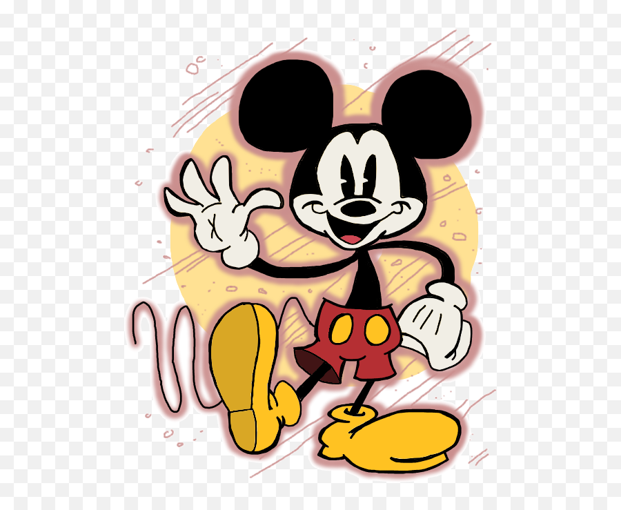 Download Hd Traditional Colorful Mickey Mouse Waving With - Waving Hands Cartoon Png,Mouse Hand Png