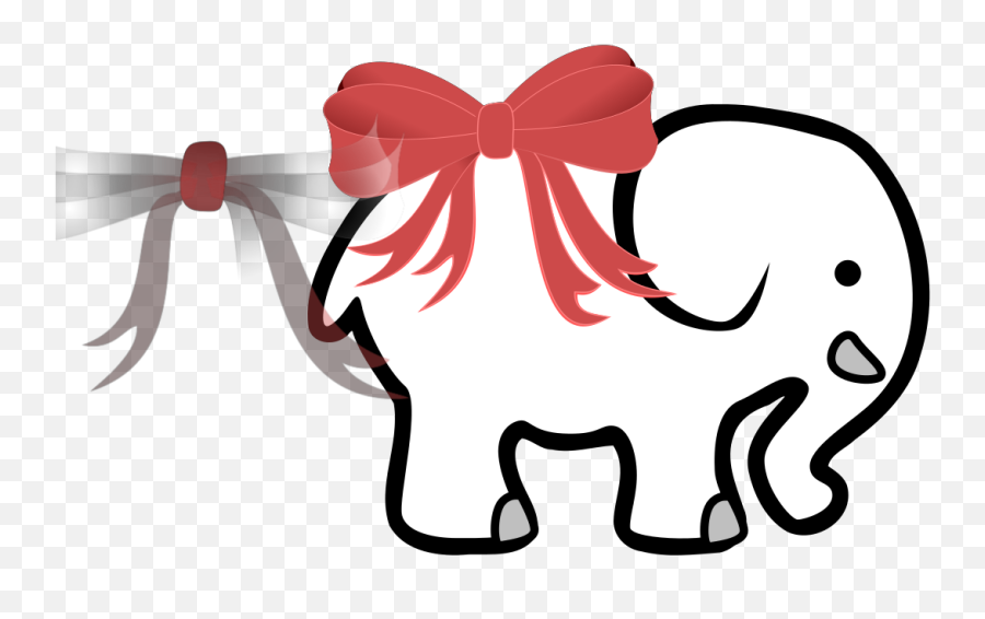 White Elephant With Red Bow Svg Vector - Black And White Elephant Clipart Png,White Elephant Png
