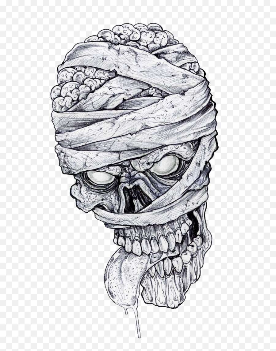 Sick Mummy Tattoo Design Photo Png - Drawing Of Egyptian Mummy,Skull Tattoo Png