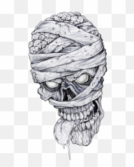 Sick Mummy Tattoo Design Photo Png - Drawing Of Egyptian Mummy,Skull Tattoo Png