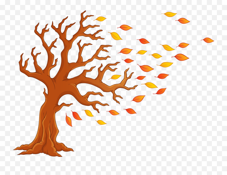 Cute Wind Clipart - Cartoon Fall Tree With Translucent Png,Wind Transparent Background
