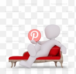 Man Presenting The Pinterest Icon Sitting Red Couch - Comfort png