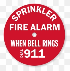 This Circular Red And White Sprinkler Fire Alarm Sign Advises People To Call 911 When The Bell Rings - dial SE5854 Quebec png